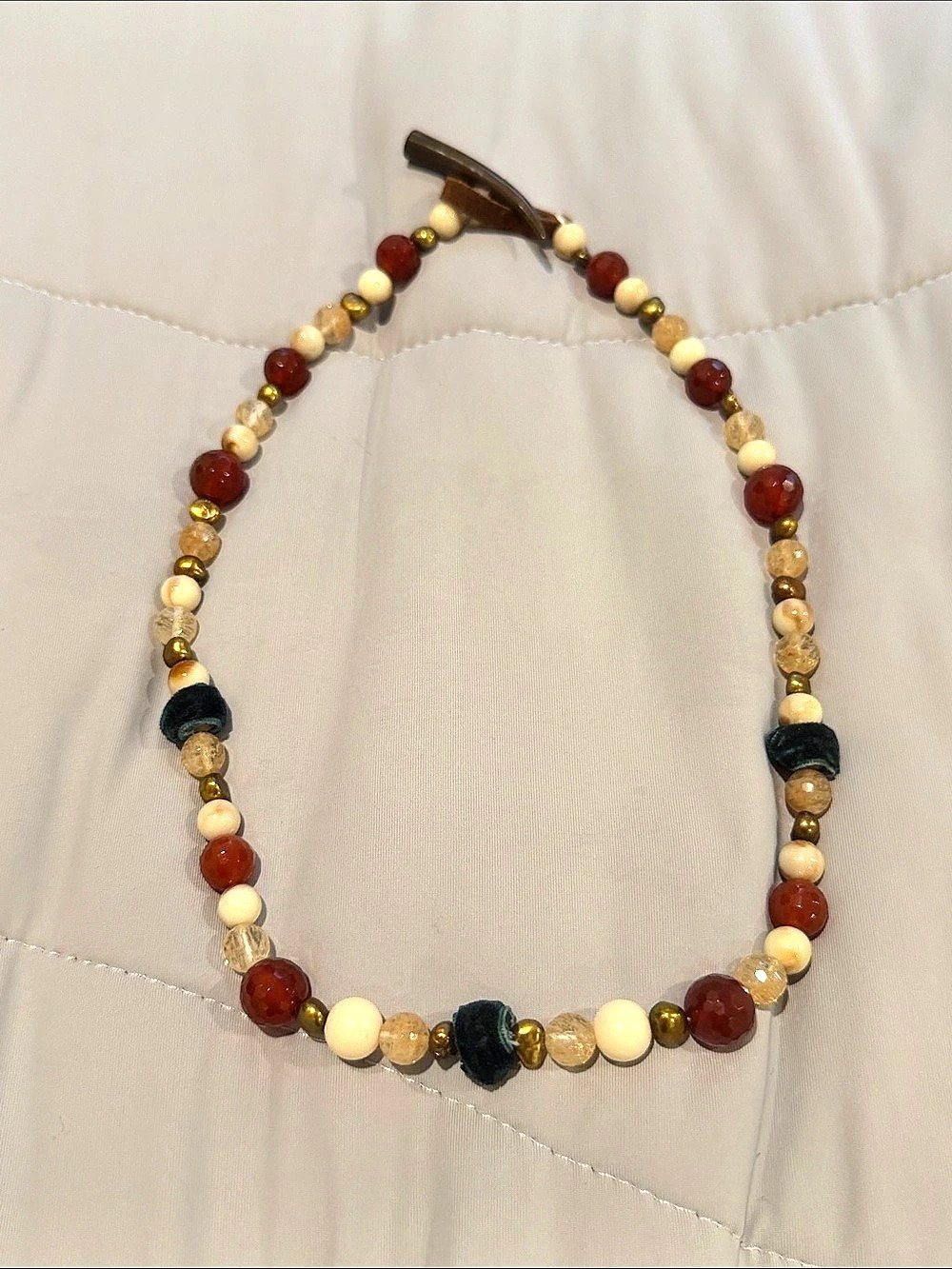 Vintage Gucci Strocollo Scorrevole Beaded Necklace Brown & Gold